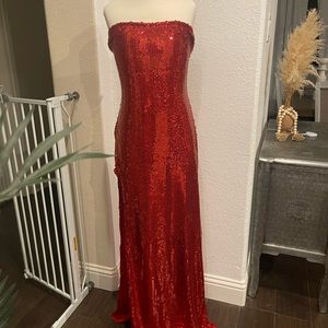 Jessica Rabbit Red Sequin Strapless Dress